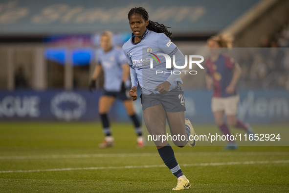 Khadija Shaw #21 of Manchester City W.F.C. participates in the UEFA Women's Champions League Group D match between Manchester City and FC Ba...