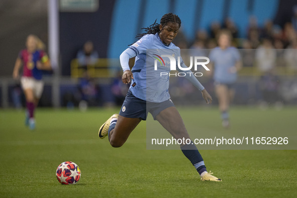 Khadija Shaw #21 of Manchester City W.F.C. participates in the UEFA Women's Champions League Group D match between Manchester City and FC Ba...