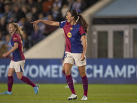 Ingrid Syrstad Engen #23 of FC Barcelona gesticulates during the UEFA Women's Champions League Group D match between Manchester City and FC...