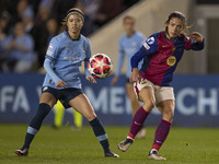 Yui Hasegawa #25 of Manchester City W.F.C. plays during the UEFA Women's Champions League Group D match between Manchester City and FC Barce...