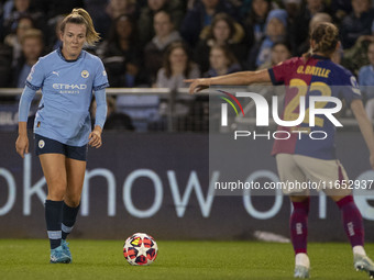 Lauren Hemp #11 of Manchester City W.F.C. participates in the UEFA Women's Champions League Group D match between Manchester City and FC Bar...