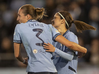 Naomi Layzell #3 of Manchester City W.F.C. celebrates her goal during the UEFA Women's Champions League Group D match between Manchester Cit...