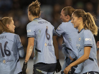 Naomi Layzell #3 of Manchester City W.F.C. celebrates her goal during the UEFA Women's Champions League Group D match between Manchester Cit...