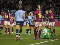 Naomi Layzell #3 of Manchester City W.F.C. celebrates her goal during the UEFA Women's Champions League Group D match between Manchester Cit...