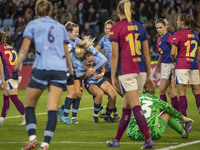 Naomi Layzell #3 of Manchester City W.F.C. celebrates her goal during the UEFA Women's Champions League Group D match between Manchester Cit...