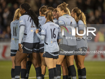 Naomi Layzell #3 of Manchester City W.F.C. celebrates her goal during the UEFA Women's Champions League Group D match between Manchester Cit...