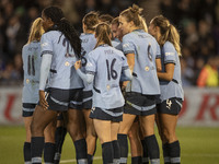 Naomi Layzell #3 of Manchester City W.F.C. celebrates her goal during the UEFA Women's Champions League Group D match between Manchester Cit...