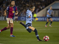 Yui Hasegawa #25 of Manchester City W.F.C. is in action during the UEFA Women's Champions League Group D match between Manchester City and F...