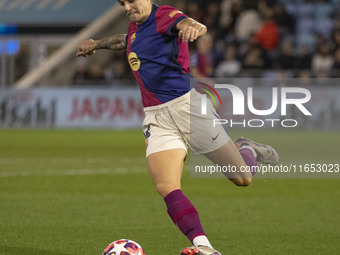 Mapi Maria Leon #4 of FC Barcelona participates in the UEFA Women's Champions League Group D match between Manchester City and FC Barcelona...