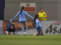 Khadija Shaw #21 of Manchester City W.F.C. celebrates her goal during the UEFA Women's Champions League Group D match between Manchester Cit...