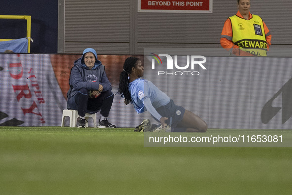 Khadija Shaw #21 of Manchester City W.F.C. celebrates her goal during the UEFA Women's Champions League Group D match between Manchester Cit...