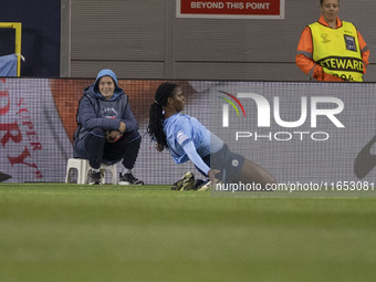 Khadija Shaw #21 of Manchester City W.F.C. celebrates her goal during the UEFA Women's Champions League Group D match between Manchester Cit...