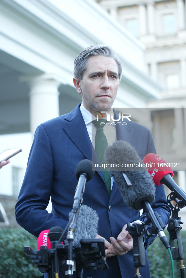 Irish Taoiseach Simon Harris meets with President Biden at the White House in Washington, DC, USA, on October 9, 2024. The two leaders discu...