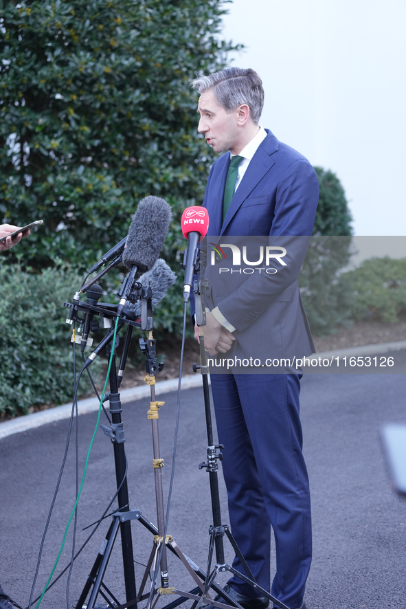 Irish Taoiseach Simon Harris meets with President Biden at the White House in Washington, DC, USA, on October 9, 2024. The two leaders discu...