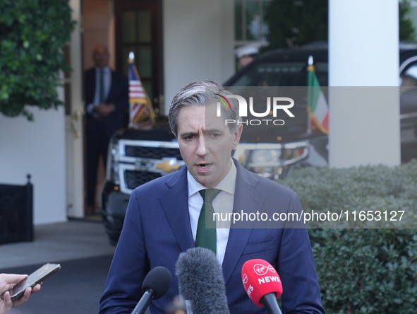 Irish Taoiseach Simon Harris meets with President Biden at the White House in Washington, DC, USA, on October 9, 2024. The two leaders discu...