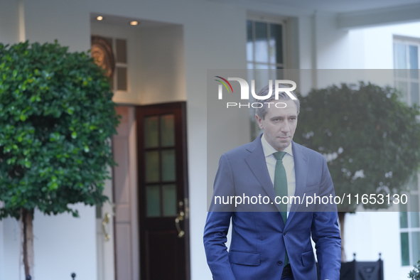 Irish Taoiseach Simon Harris meets with President Biden at the White House in Washington, DC, USA, on October 9, 2024. The two leaders discu...