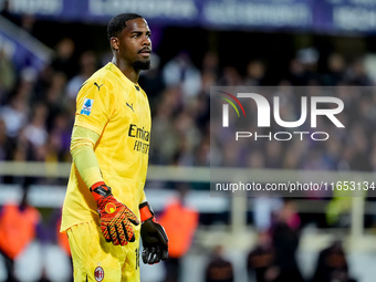 Mike Maignan of AC Milan looks on during the Serie A Enilive match between ACF Fiorentina and AC Milan at Stadio Artemio Franchi on October...