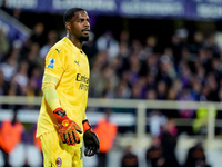 Mike Maignan of AC Milan looks on during the Serie A Enilive match between ACF Fiorentina and AC Milan at Stadio Artemio Franchi on October...