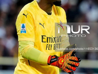 Mike Maignan of AC Milan looks on during the Serie A Enilive match between ACF Fiorentina and AC Milan at Stadio Artemio Franchi on October...