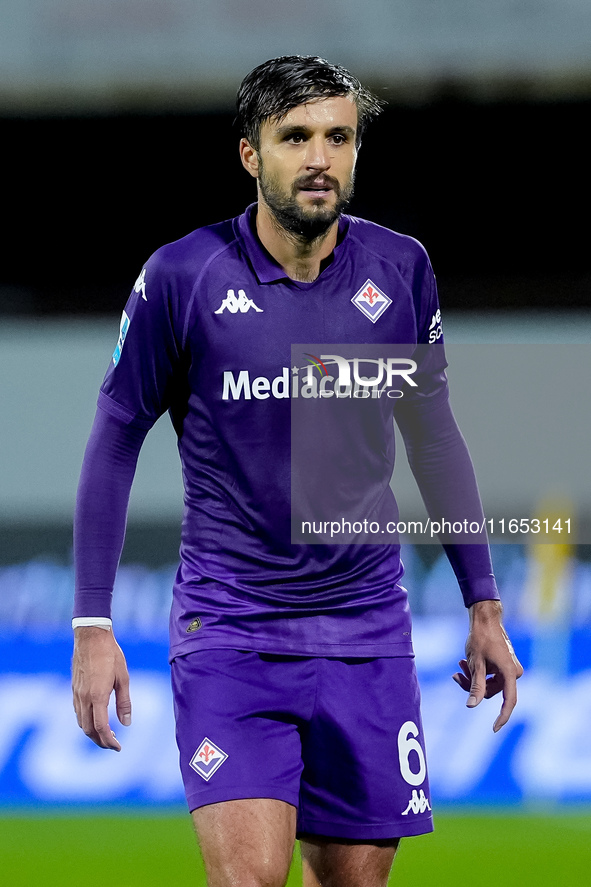 Luca Ranieri of ACF Fiorentina looks on during the Serie A Enilive match between ACF Fiorentina and AC Milan at Stadio Artemio Franchi on Oc...