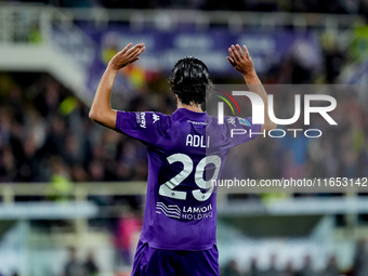 Yacine Adly of ACF Fiorentina doesn't celebrate against his former club AC Milan after scoring first goal during the Serie A Enilive match b...