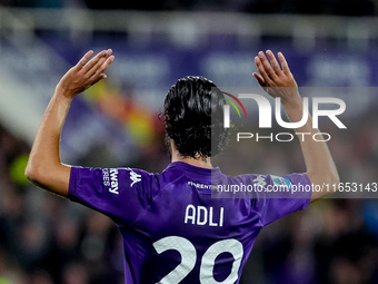 Yacine Adly of ACF Fiorentina doesn't celebrate against his former club AC Milan after scoring first goal during the Serie A Enilive match b...