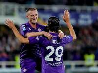 Yacine Adly of ACF Fiorentina doesn't celebrate against his former club AC Milan after scoring first goal during the Serie A Enilive match b...