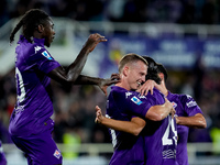 Yacine Adly of ACF Fiorentina doesn't celebrate against his former club AC Milan after scoring first goal during the Serie A Enilive match b...