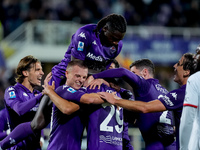 Yacine Adly of ACF Fiorentina doesn't celebrate against his former club AC Milan after scoring first goal during the Serie A Enilive match b...