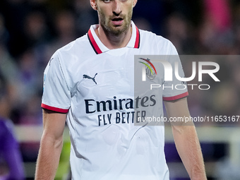 Matteo Gabbia of AC Milan looks on during the Serie A Enilive match between ACF Fiorentina and AC Milan at Stadio Artemio Franchi on October...