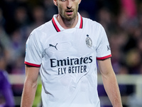 Matteo Gabbia of AC Milan looks on during the Serie A Enilive match between ACF Fiorentina and AC Milan at Stadio Artemio Franchi on October...