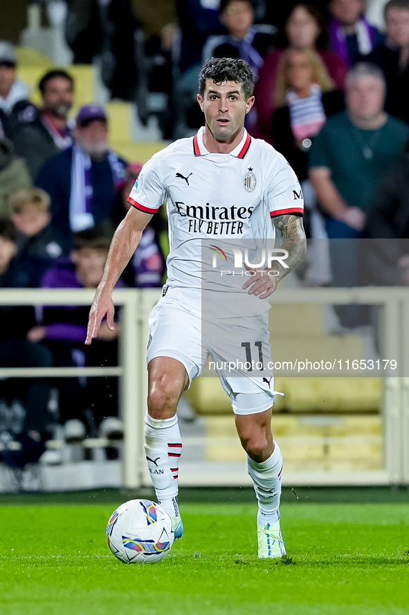 Christian Pulisic of AC Milan during the Serie A Enilive match between ACF Fiorentina and AC Milan at Stadio Artemio Franchi on October 06,...