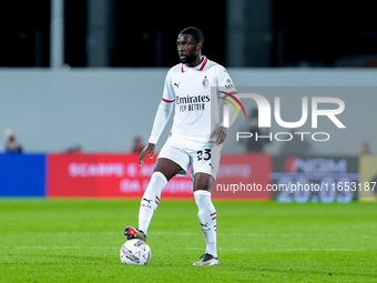 Fikayo Tomori of AC Milan during the Serie A Enilive match between ACF Fiorentina and AC Milan at Stadio Artemio Franchi on October 06, 2024...