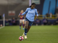 Khadija Shaw #21 of Manchester City W.F.C. is in action during the UEFA Women's Champions League Group D match between Manchester City and F...