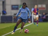 Khadija Shaw #21 of Manchester City W.F.C. is in action during the UEFA Women's Champions League Group D match between Manchester City and F...