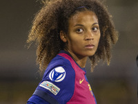 Vicky Lopez #19 of FC Barcelona plays during the UEFA Women's Champions League Group D match between Manchester City and FC Barcelona at the...