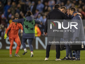 Manchester City W.F.C. manager Gareth Taylor is at full time during the UEFA Women's Champions League Group D match between Manchester City...