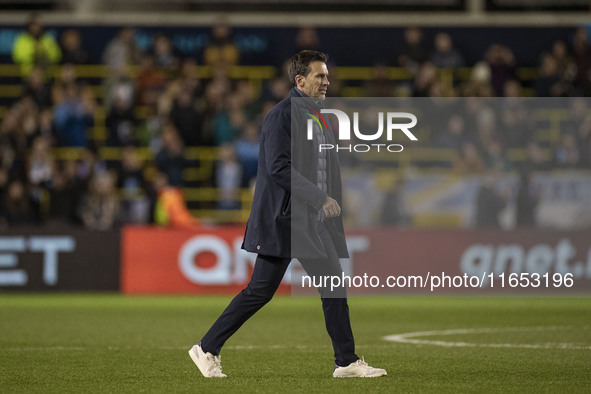 Manchester City W.F.C. manager Gareth Taylor is at full time during the UEFA Women's Champions League Group D match between Manchester City...