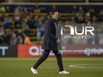 Manchester City W.F.C. manager Gareth Taylor is at full time during the UEFA Women's Champions League Group D match between Manchester City...