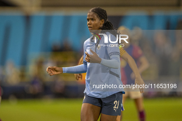 Khadija Shaw #21 of Manchester City W.F.C. participates in the UEFA Women's Champions League Group D match between Manchester City and FC Ba...