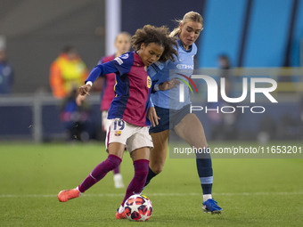 Vicky Lopez #19 of FC Barcelona is in action during the UEFA Women's Champions League Group D match between Manchester City and FC Barcelona...