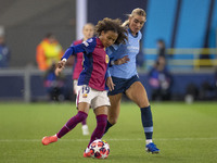 Vicky Lopez #19 of FC Barcelona is in action during the UEFA Women's Champions League Group D match between Manchester City and FC Barcelona...