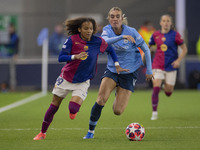 Vicky Lopez #19 of FC Barcelona is in action during the UEFA Women's Champions League Group D match between Manchester City and FC Barcelona...