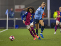 Vicky Lopez #19 of FC Barcelona is in action during the UEFA Women's Champions League Group D match between Manchester City and FC Barcelona...