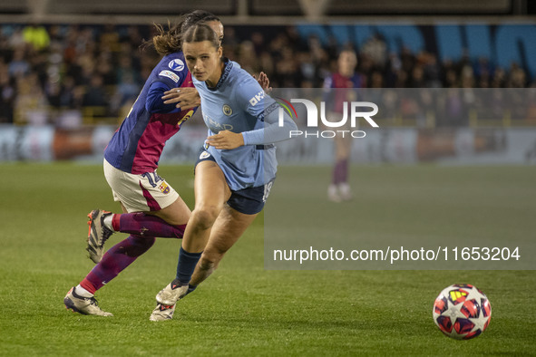 Kerstin Casparij #18 of Manchester City W.F.C. is in action during the UEFA Women's Champions League Group D match between Manchester City a...