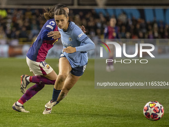 Kerstin Casparij #18 of Manchester City W.F.C. is in action during the UEFA Women's Champions League Group D match between Manchester City a...