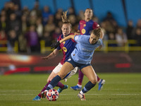 During the UEFA Women's Champions League Group D match between Manchester City and FC Barcelona at the Joie Stadium in Manchester, England,...