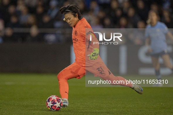 Ayaka Yamashita #31 (GK) of Manchester City W.F.C. participates in the UEFA Women's Champions League Group D match between Manchester City a...