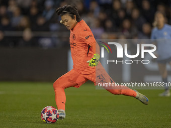 Ayaka Yamashita #31 (GK) of Manchester City W.F.C. participates in the UEFA Women's Champions League Group D match between Manchester City a...