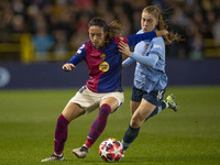 Jess Park #16 of Manchester City W.F.C. tackles the opponent during the UEFA Women's Champions League Group D match between Manchester City...